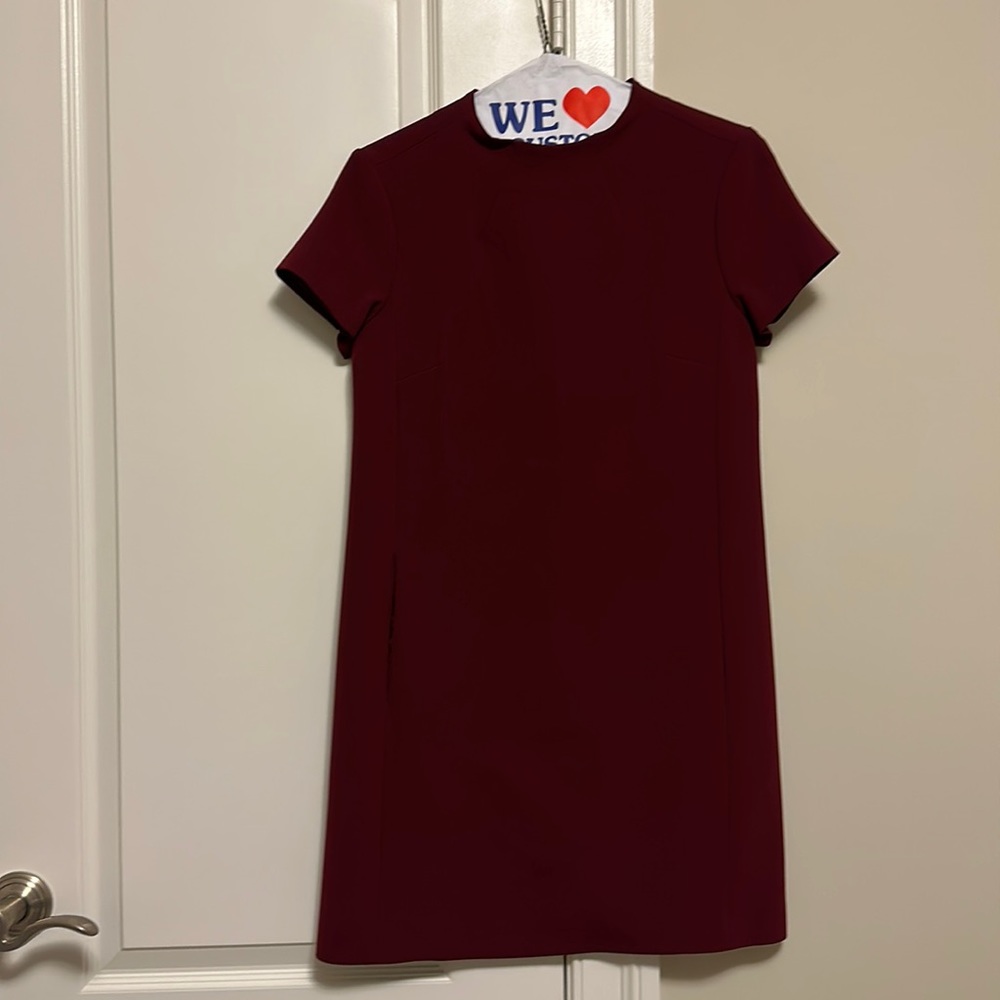 Burgundy Theory cap sleeved work dress